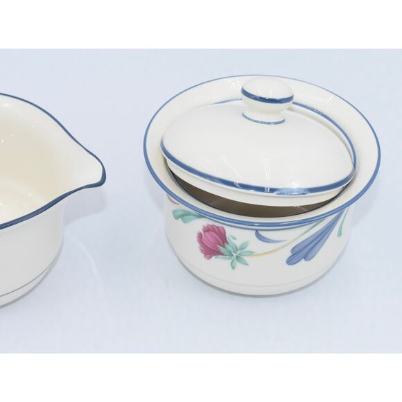 Y2K Poppies On Blue by LENOX Chinastone Creamer & Sugar Bowl w/Lid - Picture 4 of 11